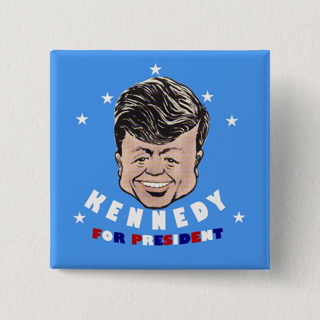 Bóton Quadrado 5.08cm JFK: Kennedy para Presidente (Frente)