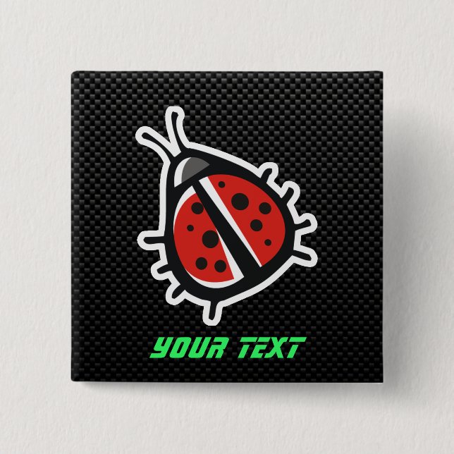 Bóton Quadrado 5.08cm Joaninha bonito; Lustroso (Frente)