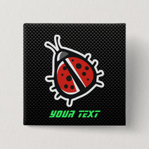 Bóton Quadrado 5.08cm Joaninha bonito; Lustroso