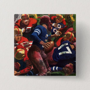 Bóton Quadrado 5.08cm Jogador de futebol americano quarterback vintage e