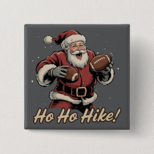 Bóton Quadrado 5.08cm Jogador de Futebol do Papai Noel Retro Ho Ho Hike 