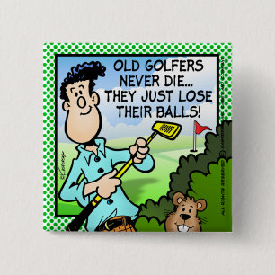 Bóton Quadrado 5.08cm Jogador de golfe idoso