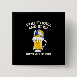 Bóton Quadrado 5.08cm Jogador de Voleibol Voleibol E Cerveja