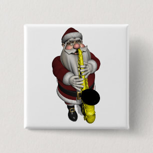 Bóton Quadrado 5.08cm Jogador saxofone do Papai Noel