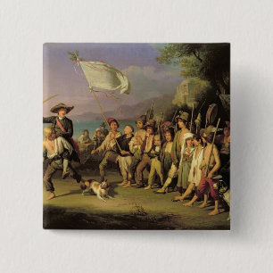 Bóton Quadrado 5.08cm Jogando em soldados, revolução romana 1848