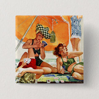Bóton Quadrado 5.08cm Jogo de cartas na praia por Alex Ross