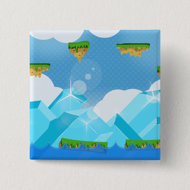 Bóton Quadrado 5.08cm Jogo de Plataforma Retro (Frente)