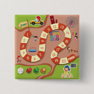 Bóton Quadrado 5.08cm Jogo de Tabuleiro de Pista de Corrida Colorida par