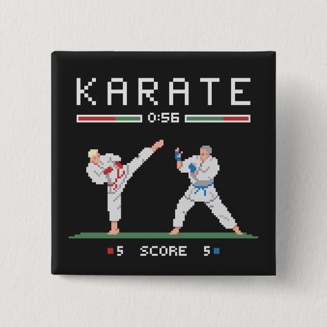 Bóton Quadrado 5.08cm Jogo Karate Pixel (Frente)