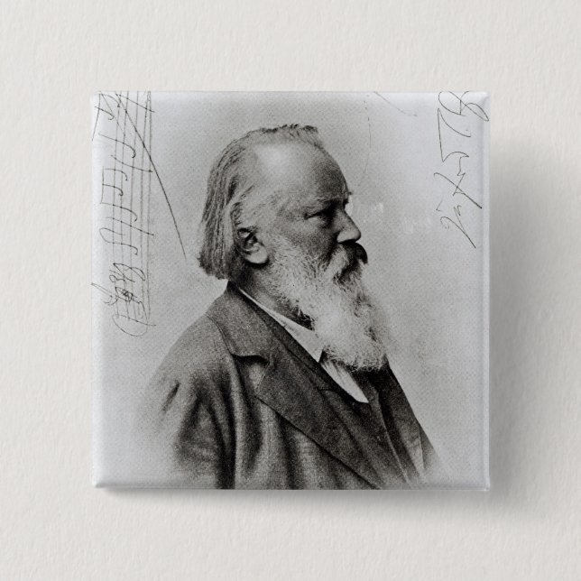 Bóton Quadrado 5.08cm Johannes Brahms (Frente)