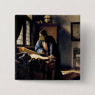 Bóton Quadrado 5.08cm Johannes Vermeer - A Geógrafa