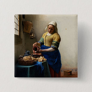 Bóton Quadrado 5.08cm Johannes Vermeer - A Milkmaid