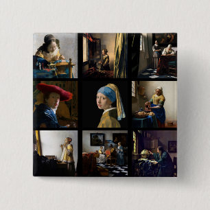 Bóton Quadrado 5.08cm Johannes Vermeer - Grelha de Mastercastas