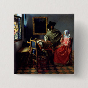 Bóton Quadrado 5.08cm Johannes Vermeer - O Vidro do Vinho