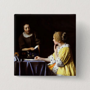 Bóton Quadrado 5.08cm Johannes Vermeer - Senhora e Maid