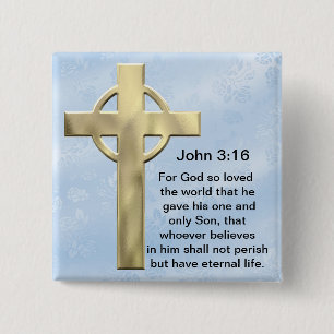 Bóton Quadrado 5.08cm John 3:16 (azul)