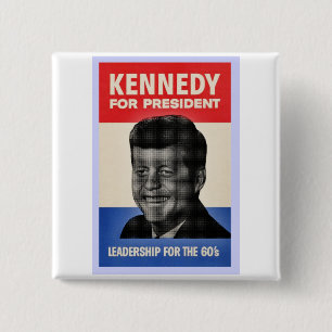 Bóton Quadrado 5.08cm John F. Kennedy