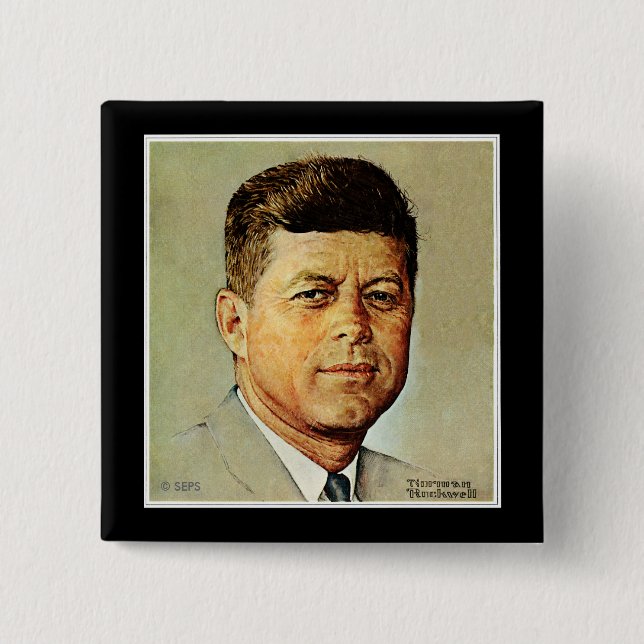 Bóton Quadrado 5.08cm John F. Kennedy em MEMORIAM (Frente)