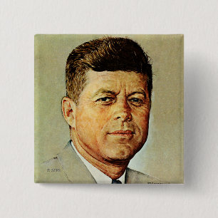 Bóton Quadrado 5.08cm John F. Kennedy em MEMORIAM 2