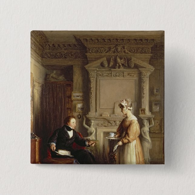 Bóton Quadrado 5.08cm John Sheepshanks e sua empregada doméstica (Frente)