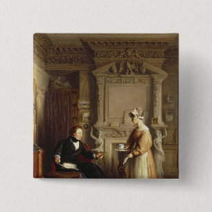 Bóton Quadrado 5.08cm John Sheepshanks e sua empregada doméstica