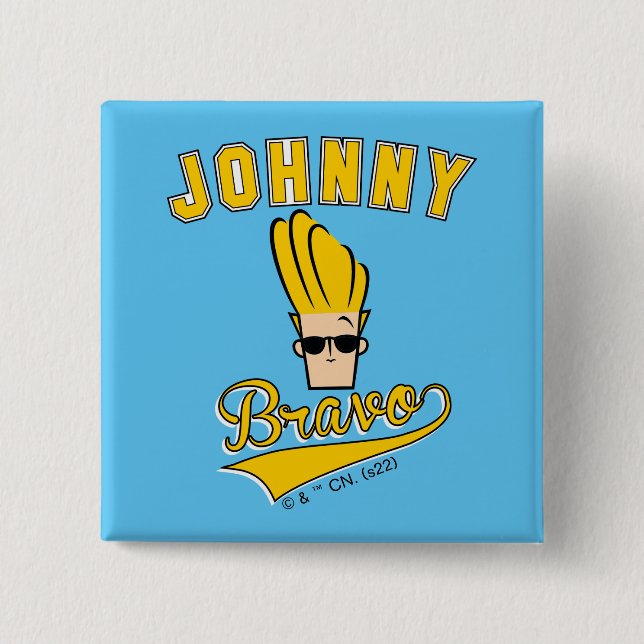 Bóton Quadrado 5.08cm Johnny Bravo Collegiate Graphic (Frente)