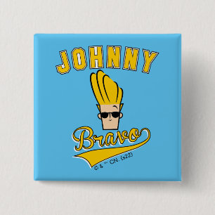 Bóton Quadrado 5.08cm Johnny Bravo Collegiate Graphic