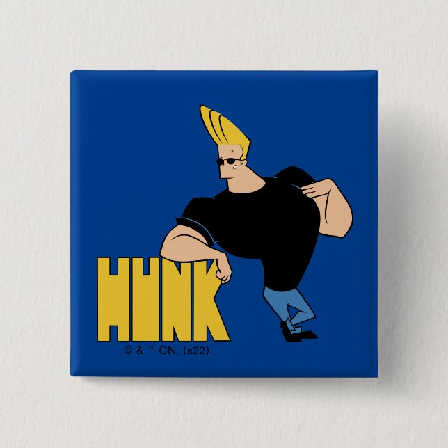 Bóton Quadrado 5.08cm Johnny Bravo - Hunk (Frente)