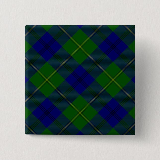 Bóton Quadrado 5.08cm Johnstone tartan Blue xadrez (Frente)