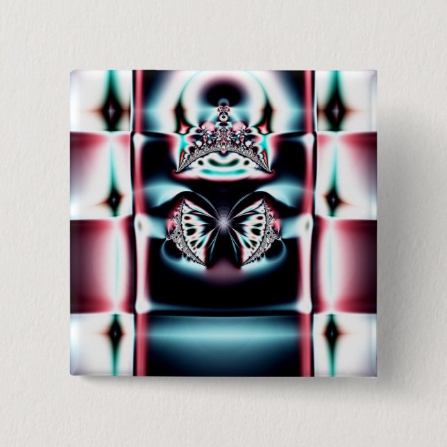Bóton Quadrado 5.08cm Jóia de coroa (Frente)