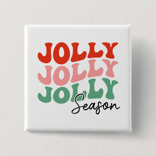 Bóton Quadrado 5.08cm Jolly Jolly Jolly Season Retro Holiday Typografia
