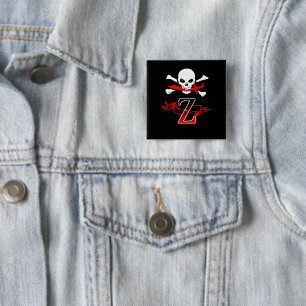 Bóton Quadrado 5.08cm Jolly Roger Z Monograma Inicial