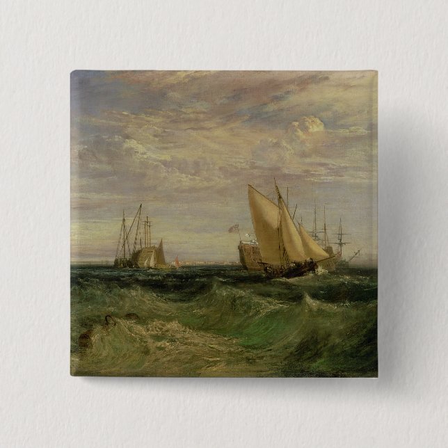 Bóton Quadrado 5.08cm Joseph Mallord William Turner | a afluência de (Frente)