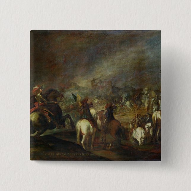 Bóton Quadrado 5.08cm Joshua nas paredes de Jericho (Frente)