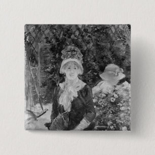 Bóton Quadrado 5.08cm Jovem mulher em um jardim, 1883
