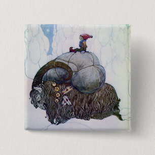 Bóton Quadrado 5.08cm Julbocken que monta a cabra de Yule