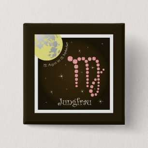 Bóton Quadrado 5.08cm Jungfrau 23. Agosto bis 23. Setembro Botões
