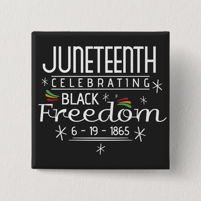 Bóton Quadrado 5.08cm Junta da Liberdade Negra (Frente)