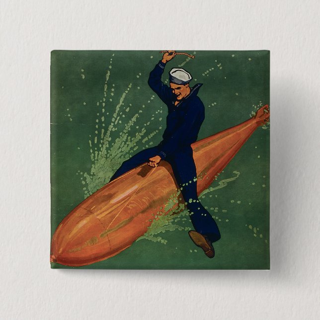 Bóton Quadrado 5.08cm Junte-se ao Marinho (Frente)