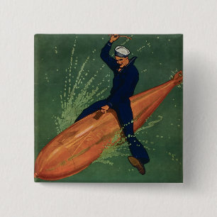 Bóton Quadrado 5.08cm Junte-se ao Marinho