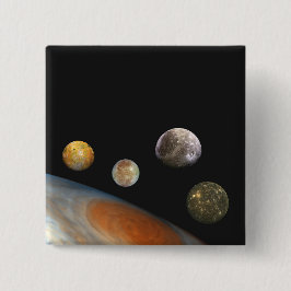 Bóton Quadrado 5.08cm Júpiter e Quatro Luas Satélites Galileanos