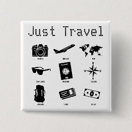 Bóton Quadrado 5.08cm Just travel - travel icons
