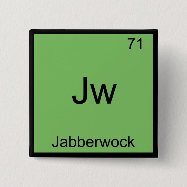 Bóton Quadrado 5.08cm Jw - Jabberwock - Símbolo de Elemento de Química F (Frente)