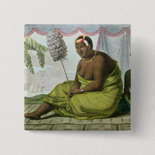 Bóton Quadrado 5.08cm Ka'ahumanu, rainha das ilhas de sanduíche