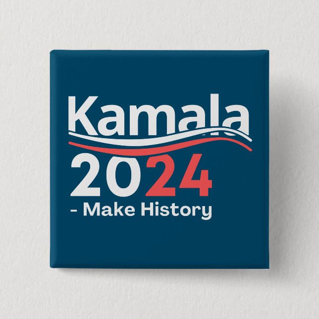 Bóton Quadrado 5.08cm Kamala 2024, Vice-Presidente Kamala Harris (Frente)
