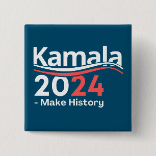 Bóton Quadrado 5.08cm Kamala 2024, Vice-Presidente Kamala Harris