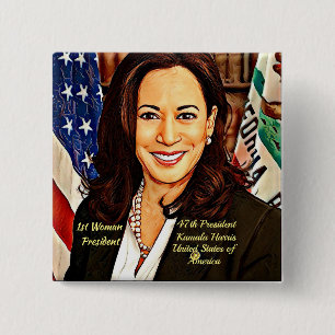 Bóton Quadrado 5.08cm Kamala-Harris-47th-presidente-EUA_