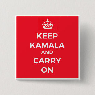 Bóton Quadrado 5.08cm Kamala Harris Button Mantenha Calma