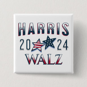 Bóton Quadrado 5.08cm Kamala Harris e Tim Walz 2024