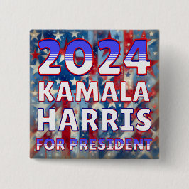 Bóton Quadrado 5.08cm Kamala Harris para o Presidente 2024